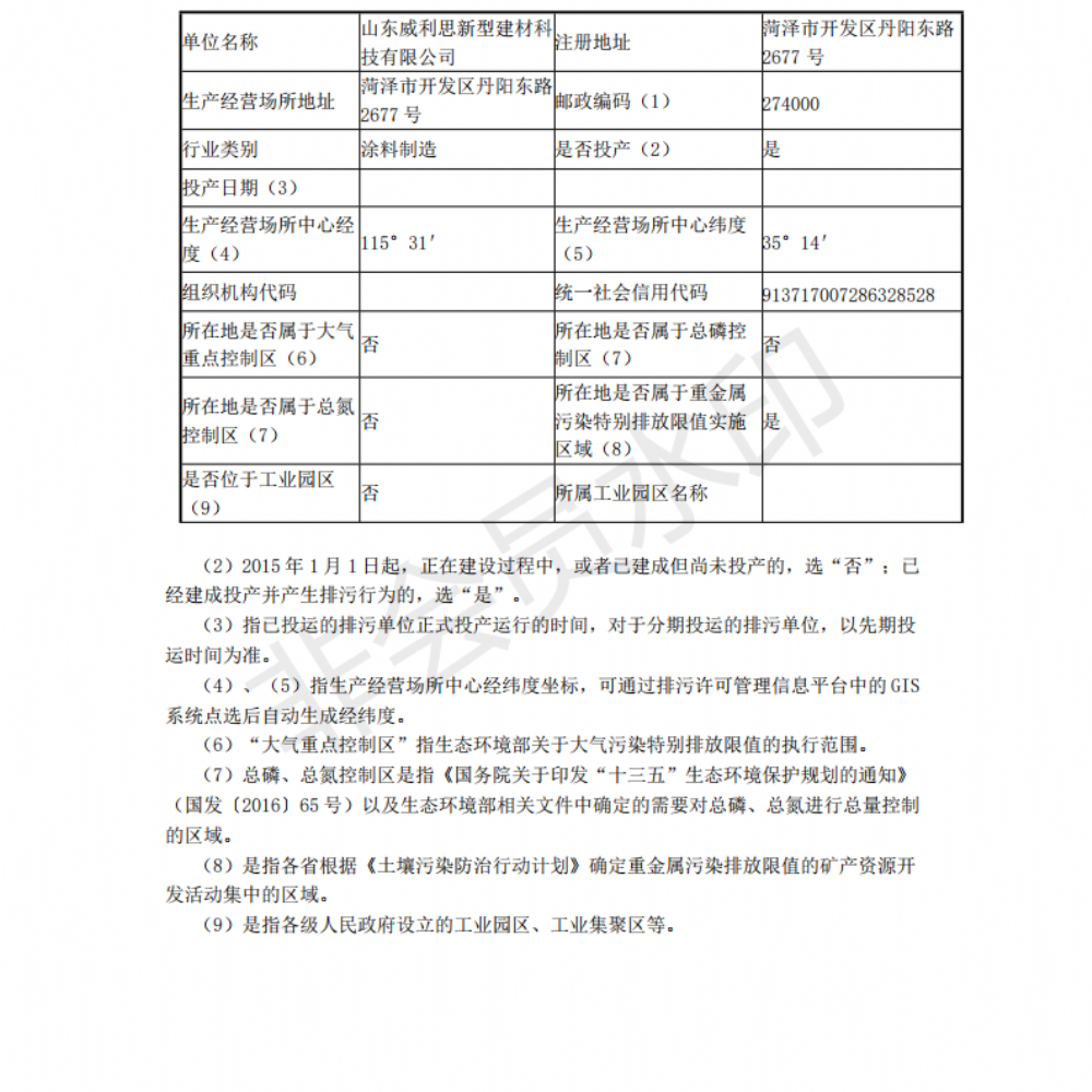 排污许可证申请前信息公开表